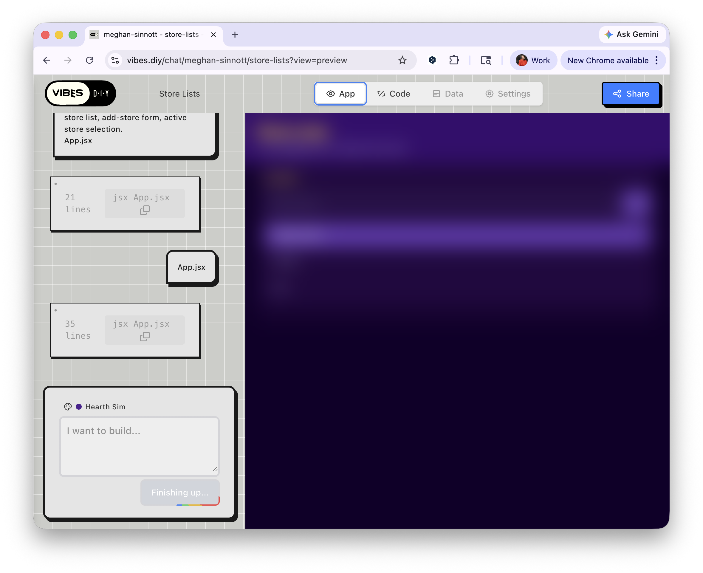Preview pane loading — app rendering for the first time